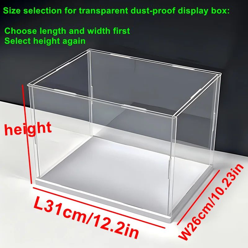ClearGuard Acrylic Display Case Box With White Base Transparent Dustproof Showcase For Collectible 13