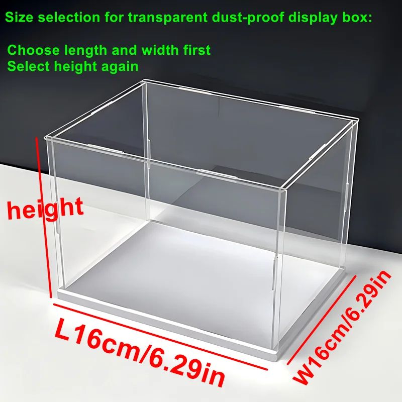 ClearGuard Acrylic Display Case Box With White Base Transparent Dustproof Showcase For Collectible 14