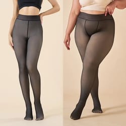 high waist fleece-lined sheer thermal tights for women – winter warm translucent leggings