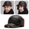 Premium Winter PU Leather Baseball Cap With Earflaps Windproof Warm Hat For Men 2