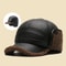 Premium Winter PU Leather Baseball Cap With Earflaps Windproof Warm Hat For Men 3