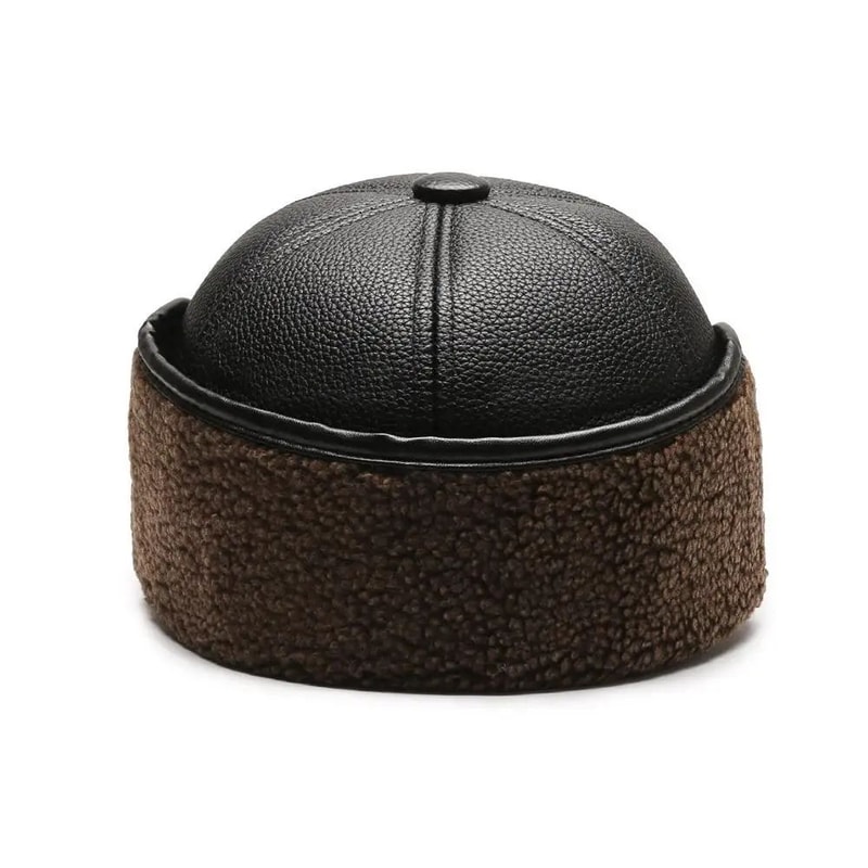 Premium Winter PU Leather Baseball Cap With Earflaps Windproof Warm Hat For Men 4