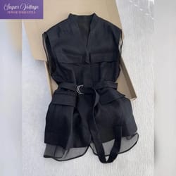 korean summer black sleeveless vest – slim waist v neck waistcoat with mesh patchwork