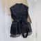 Korean Summer Black Sleeveless Vest Slim Waist V Neck Waistcoat With Mesh Patchwork 4