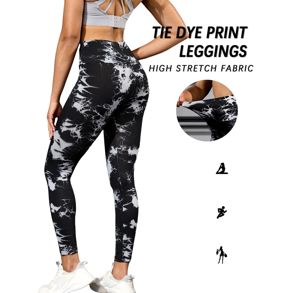 Super Soft High Waisted Tie Dye Leggings Seamless Push Up Yoga Pants For Women 0