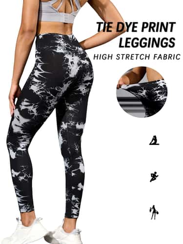 Super Soft High Waisted Tie Dye Leggings – Seamless Push Up Yoga Pants for Women