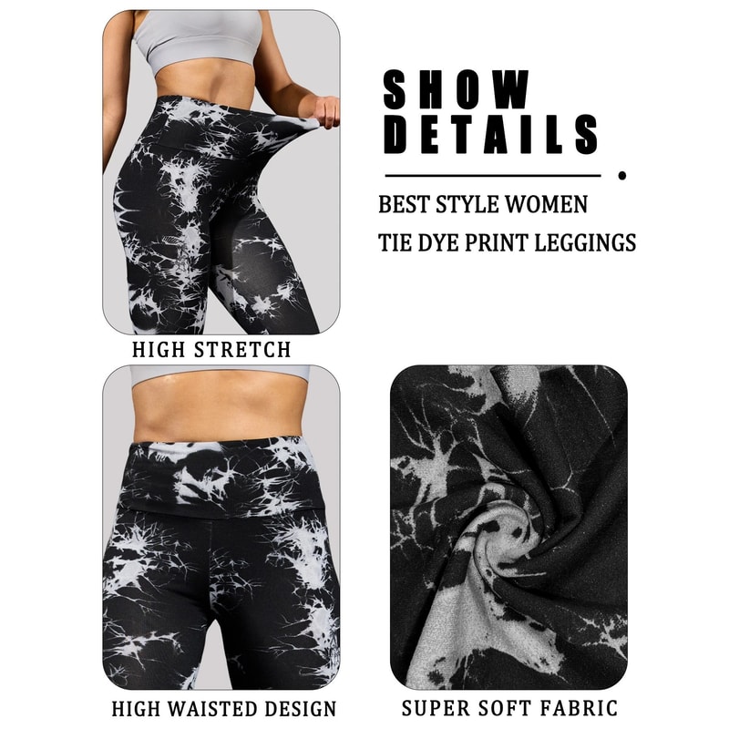 Super Soft High Waisted Tie Dye Leggings Seamless Push Up Yoga Pants For Women 3
