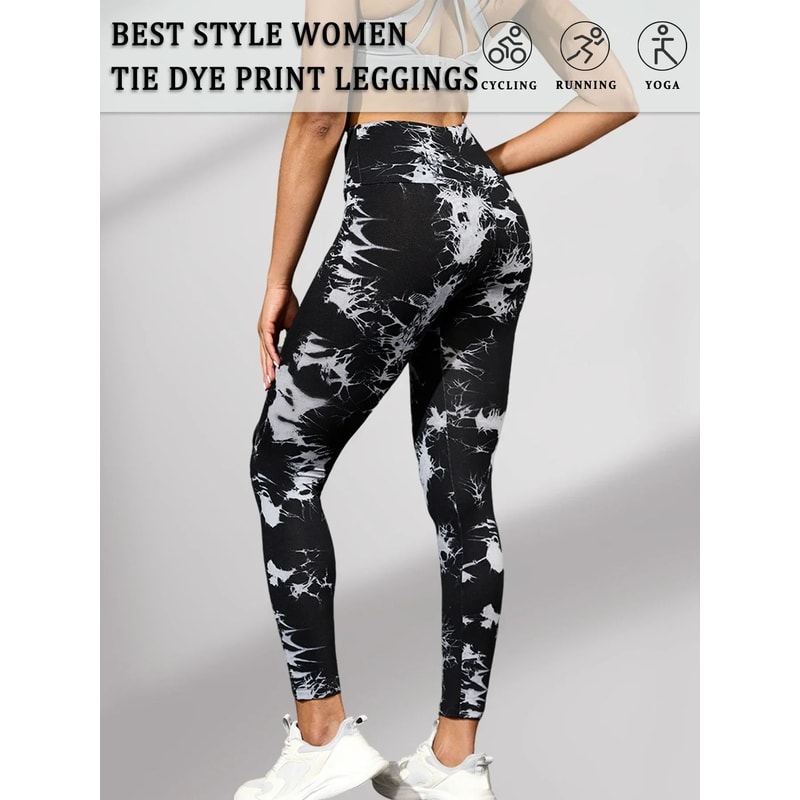 Super Soft High Waisted Tie Dye Leggings Seamless Push Up Yoga Pants For Women 5
