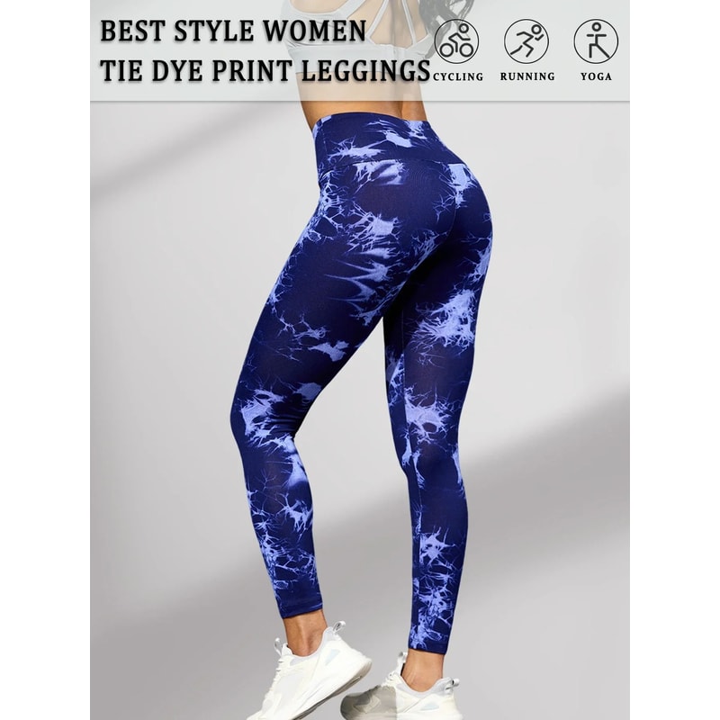 Super Soft High Waisted Tie Dye Leggings Seamless Push Up Yoga Pants For Women 6