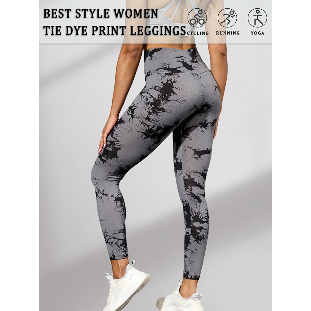 Super Soft High Waisted Tie Dye Leggings Seamless Push Up Yoga Pants For Women 7