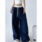 Y2K Gothic Wide Leg Cargo Pants For Women Adjustable Drawstring Streetwear Trousers 0