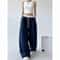 Y2K Gothic Wide Leg Cargo Pants For Women Adjustable Drawstring Streetwear Trousers 2