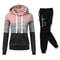 Color Block Womens Tracksuit Set Hooded Sweatshirt Jogger Pants Activewear S3XL 7