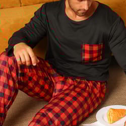 mens cotton plaid pajama set – warm long sleeve winter sleepwear