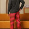 Mens Cotton Plaid Pajama Set Warm Long Sleeve Winter Sleepwear 2