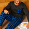 Mens Cotton Plaid Pajama Set Warm Long Sleeve Winter Sleepwear 9