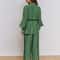 Premium Autumn Green Womens Pajama Set Soft Long Sleeve Pajama Set With LaceUp Top Loose Lounge P 1
