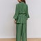 Premium Autumn Green Womens Pajama Set Soft Long Sleeve Pajama Set With LaceUp Top Loose Lounge P 1