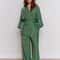 Premium Autumn Green Womens Pajama Set Soft Long Sleeve Pajama Set With LaceUp Top Loose Lounge P 5
