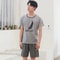 Mens Breathable Cotton Pajama Set Striped Short Sleeve Shorts Summer Loungewear 3