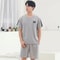 Mens Breathable Cotton Pajama Set Striped Short Sleeve Shorts Summer Loungewear 4