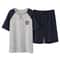 Mens Breathable Cotton Pajama Set Striped Short Sleeve Shorts Summer Loungewear 5