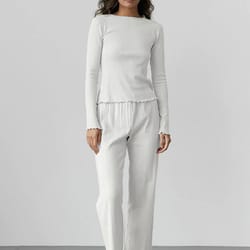 loveknit jacquard womens pajama set – soft knit cardigan & pants loungewear