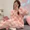 CozyCloud Plus Size Coral Fleece Pajama Set For Women Warm Winter Sleepwear With Plaid Pants 4