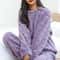 Cozy Coral Velvet Pajama Set For Women Warm Fluffy Winter Loungewear 1