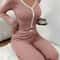 Autumn Lace Trim Womens Pajama Set Soft Long Sleeve Winter Loungewear 3