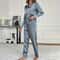 SilkEase Satin Pajama Set Womens Long Sleeve Satin Pajama Set With ButtonDown Top Elastic Waist P 5