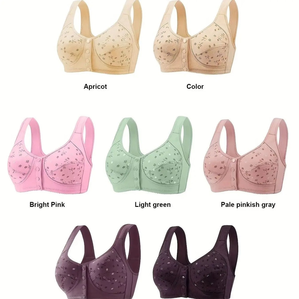 ComfortBloom Front Closure Floral Nursing Bra Set 7Piece Adjustable Support Collection 2