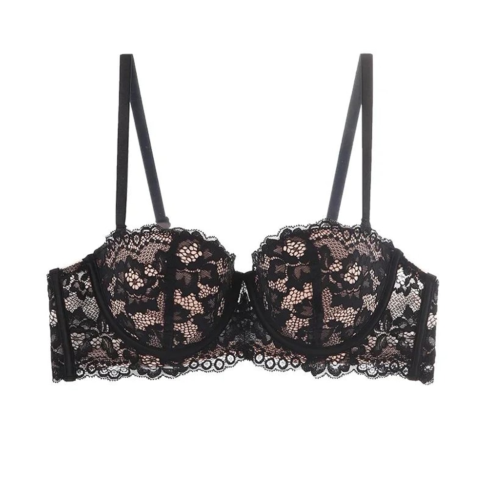 Floral Lace Half Cup Push Up Bra Sexy Underwire Lingerie For Confident Lift Comfort 5