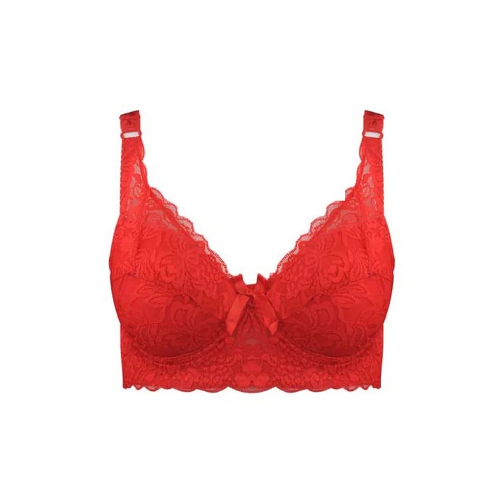 ElegantLift Full Coverage Wireless Lace Bra For Plus Size Women 8