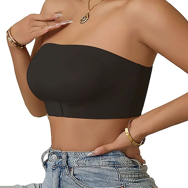 SmoothLift Strapless Push Up Bra Seamless Front Button Bandeau Top For Women 3