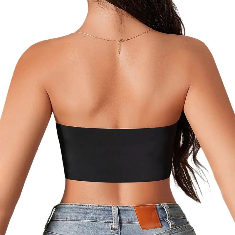 SmoothLift Strapless Push Up Bra Seamless Front Button Bandeau Top For Women 6