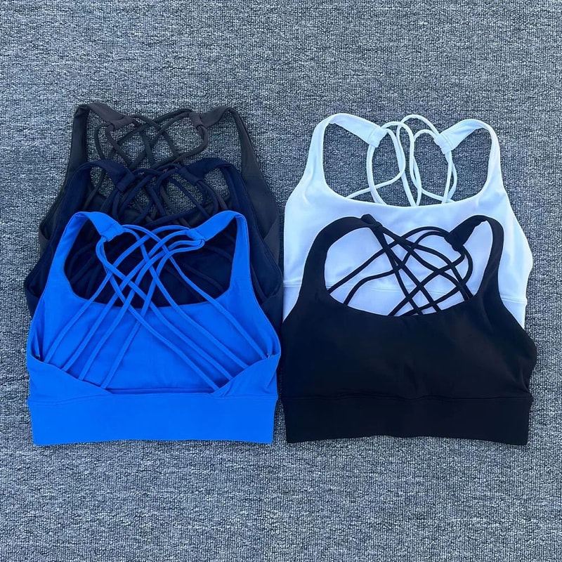 FlexLift CrossBack Sports Bra Shockproof Push Up Workout Crop Top 0