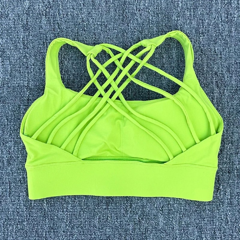 FlexLift CrossBack Sports Bra Shockproof Push Up Workout Crop Top 12