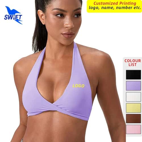 Custom Logo High Support Sports Bra – Open Back Push Up Yoga Tank