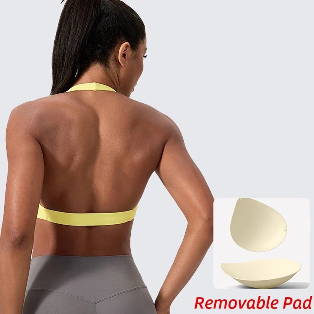 Custom Logo High Support Sports Bra Open Back Push Up Yoga Tank 3