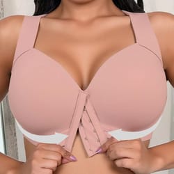 comfortease front closure support bra – seamless full coverage wireless bra for all-day comfort