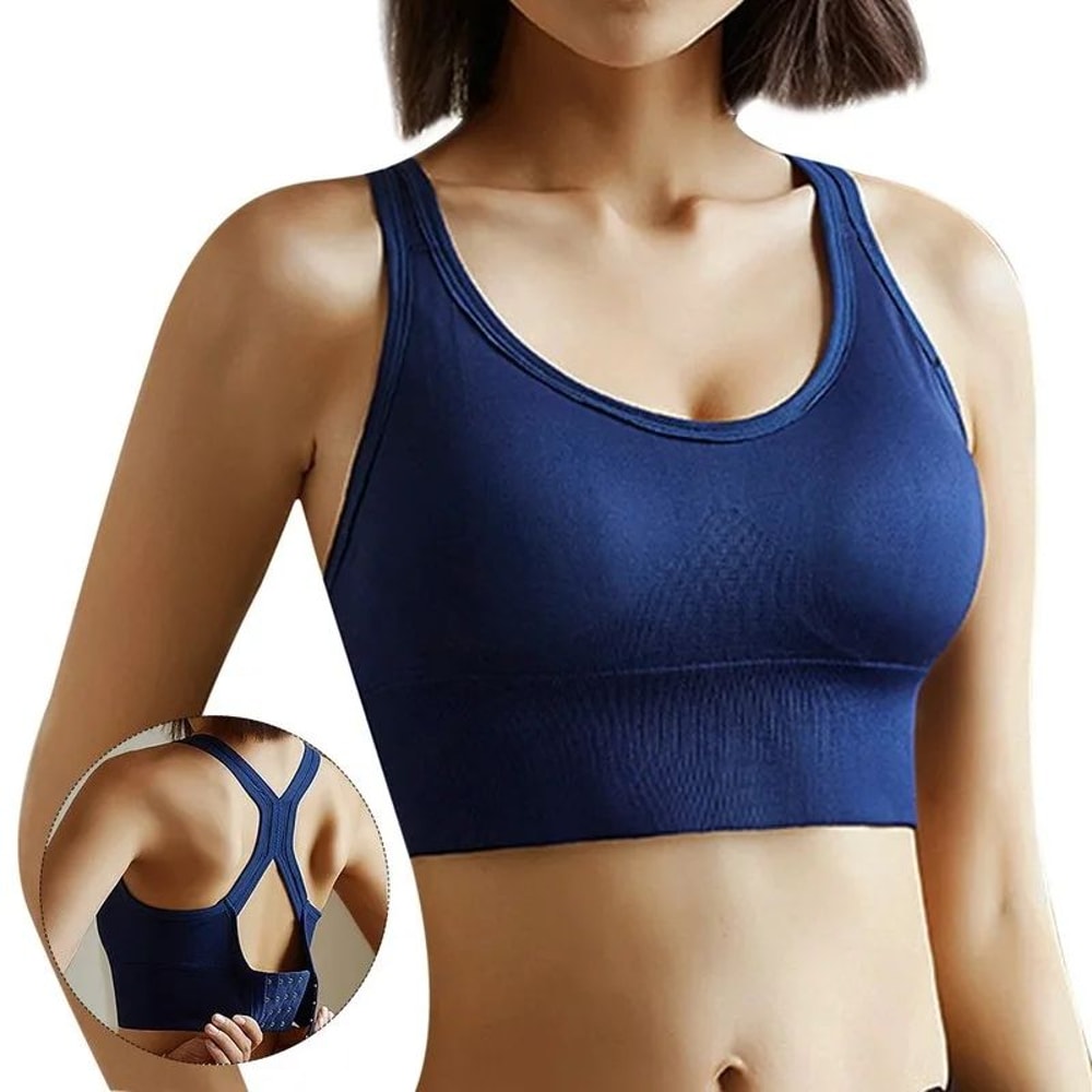 SculptFit Push Up Sports Bra Tank Top Breathable Hollow Back Gym Crop Top For Women 6