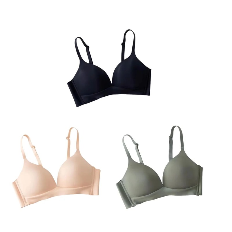 SilkGlow Seamless Push Up Bra Set 3Pack Wireless Comfort Lingerie 8