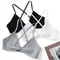 PureEase Cotton Bralette Deep V Triangle Unlined Wireless Bra With Cross Back 0