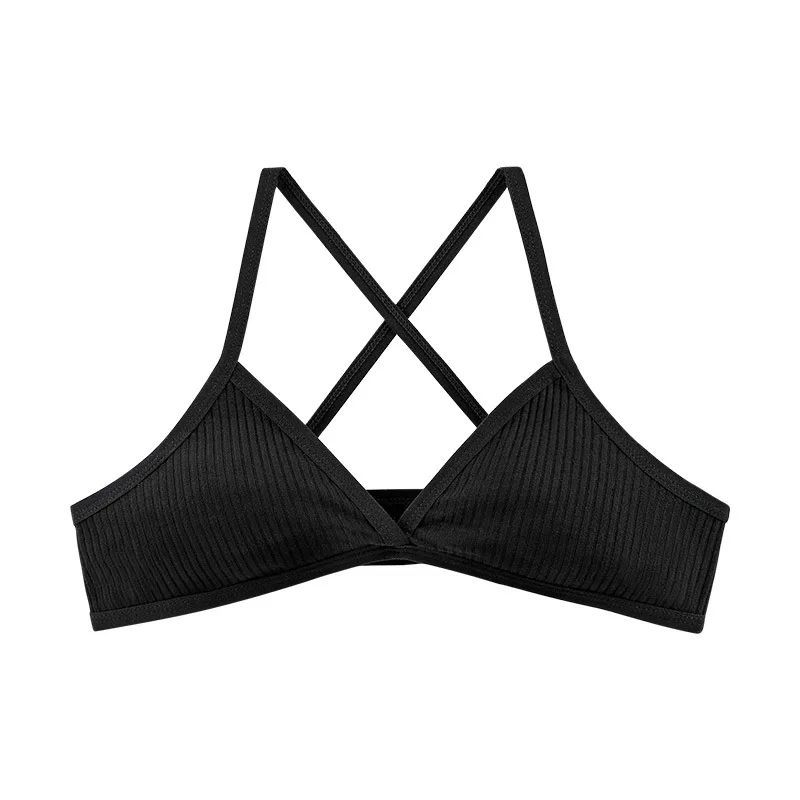 PureEase Cotton Bralette Deep V Triangle Unlined Wireless Bra With Cross Back 4