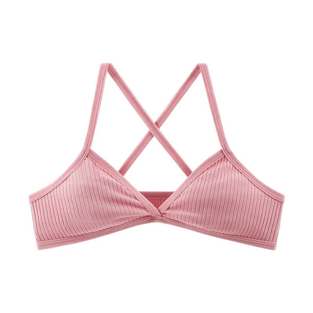 PureEase Cotton Bralette Deep V Triangle Unlined Wireless Bra With Cross Back 5