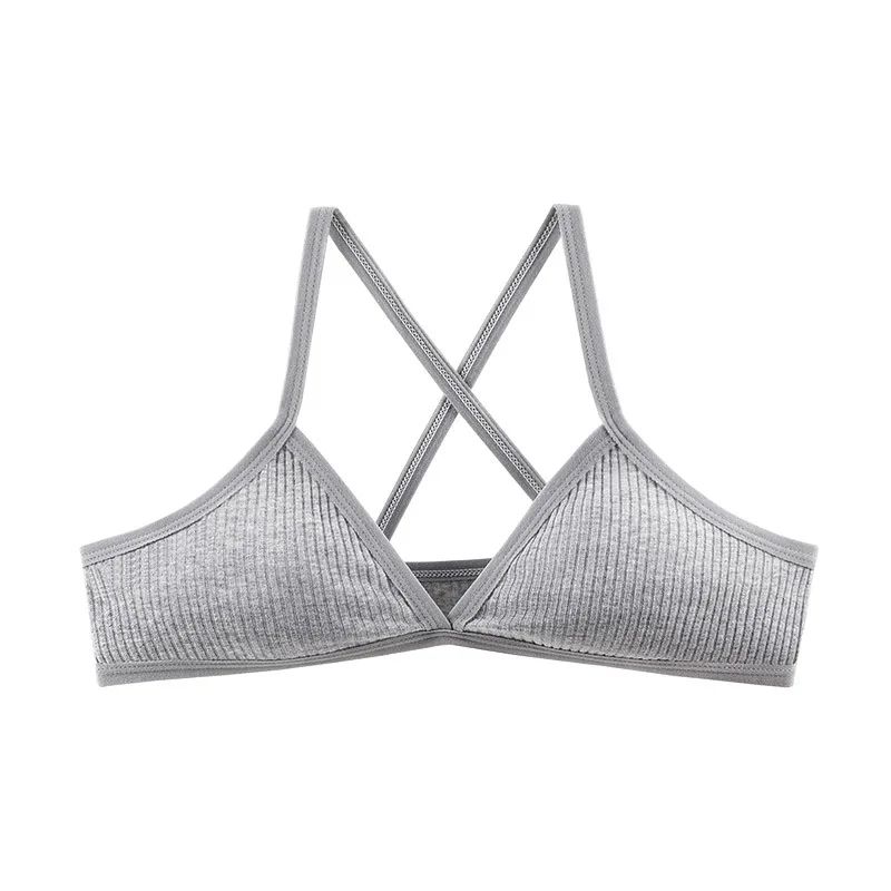 PureEase Cotton Bralette Deep V Triangle Unlined Wireless Bra With Cross Back 6