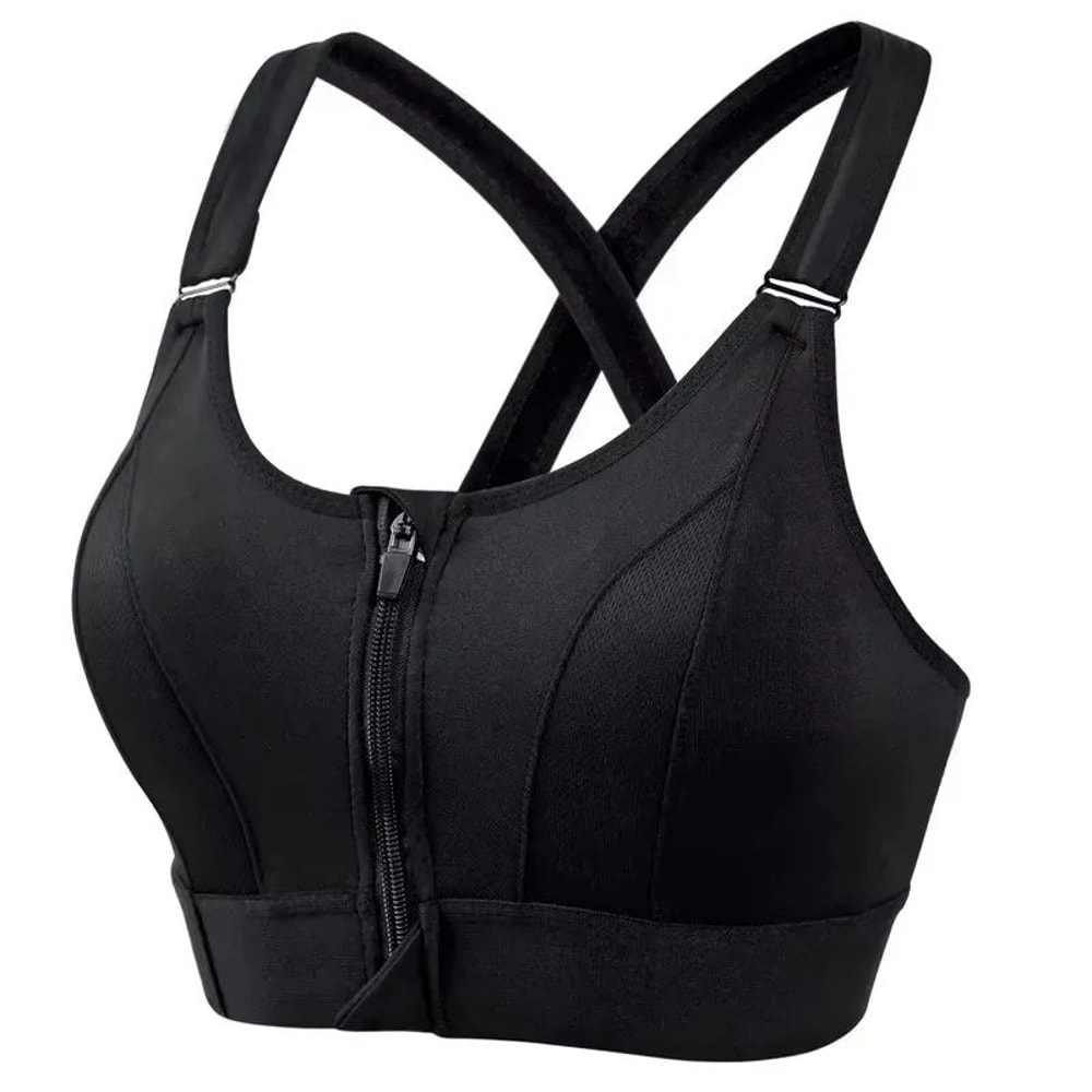 Front Zip High Impact Sports Bra Adjustable Strap Shockproof Yoga Crop Top 6