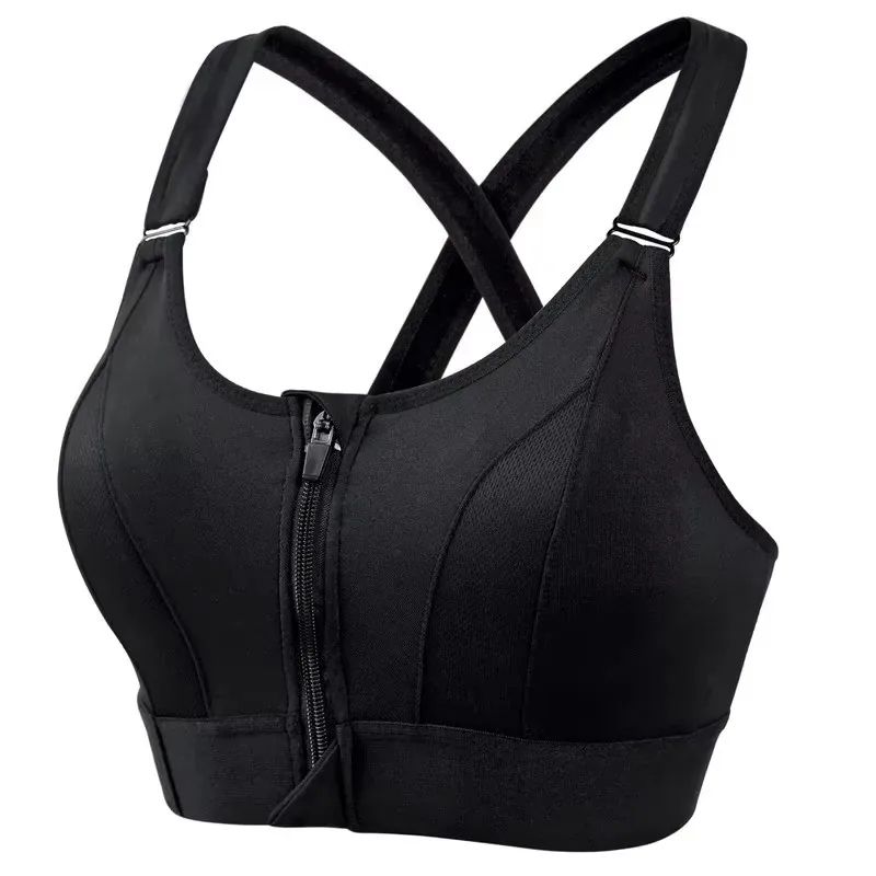 Front Zip High Impact Sports Bra Adjustable Strap Shockproof Yoga Crop Top 6