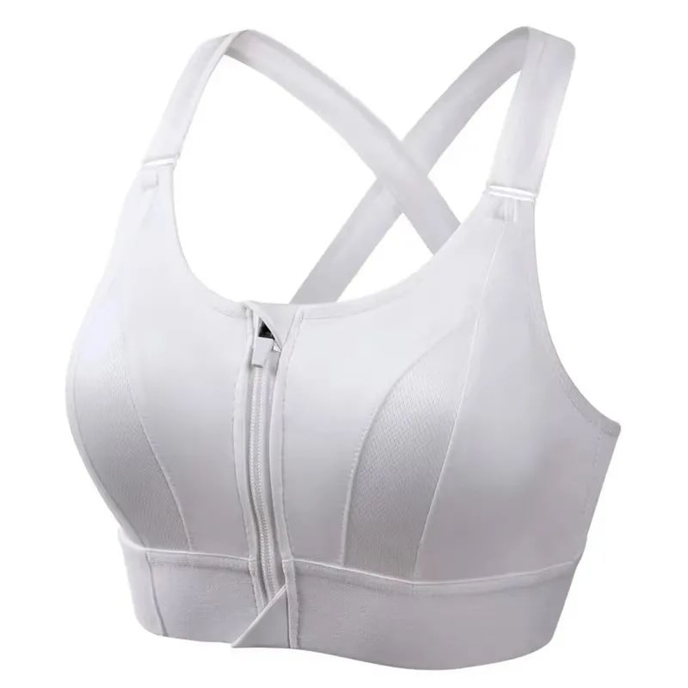 Front Zip High Impact Sports Bra Adjustable Strap Shockproof Yoga Crop Top 7